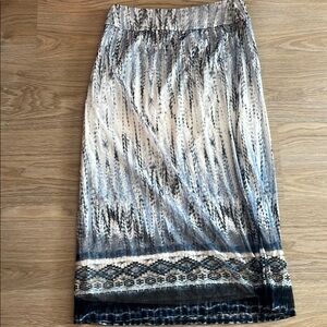 Chloe Blue and White Patterned Midi Skirt